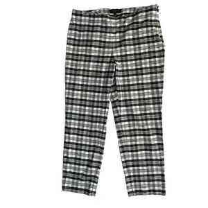 Talbots Black White Slacks Flat Front Checkered SZ 12P